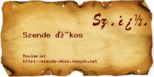 Szende Ákos névjegykártya